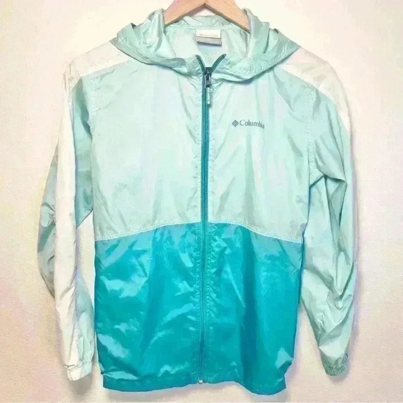 Columbia Sportswear Kids Lightweight Teal Packable Windbreaker Size Large - Picture 1 of 16